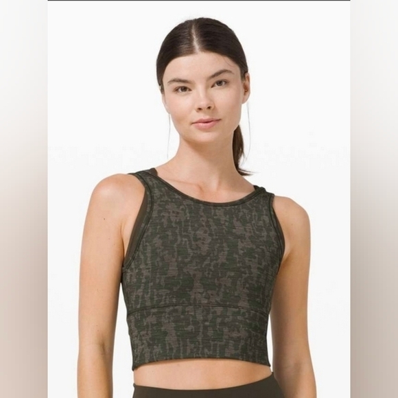 Lululemon Power Pivot Tank *Tough Heathered PU Bronze Green Dark Olive - Picture 1 of 6